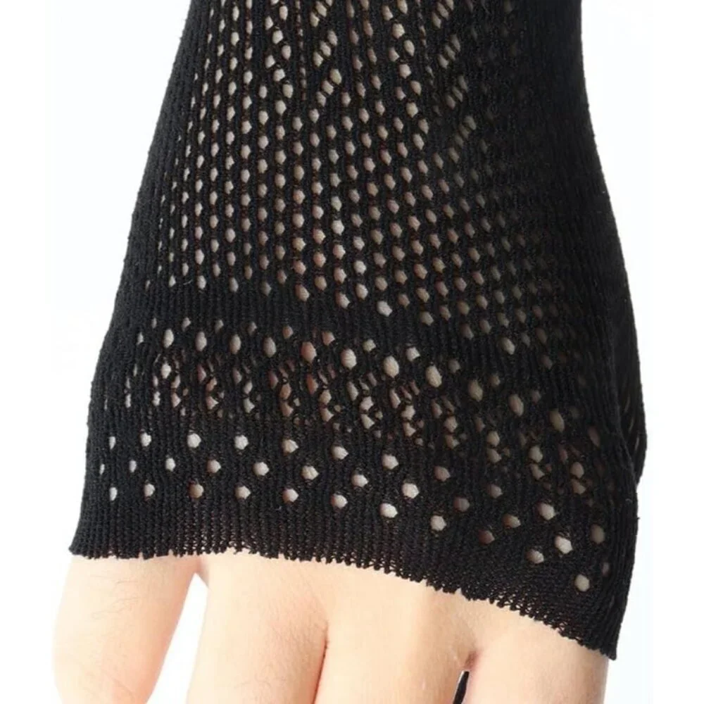 Women's Fishing Halloween Black 11 Net Gloves Fingerless Gothic Accessories